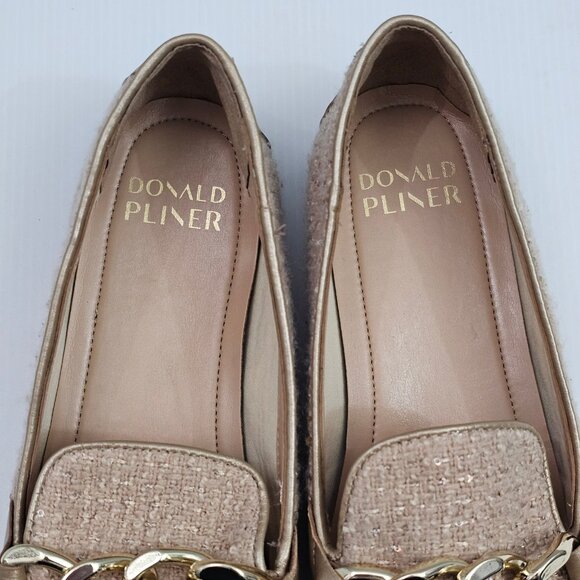 Donald Pliner Bethany Loafer Women 9.5 Camel Boucle Chain Detail Slip On Sparkle - Picture 8 of 14